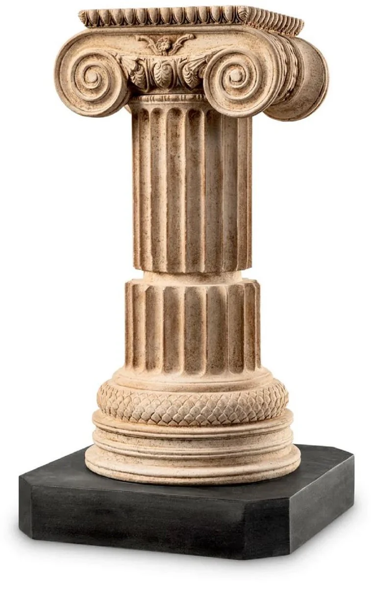 Casa Padrino columna barroco de lujo beige / negro 24 x 22 x A. 45 cm - Magnífica columna de mármol de estilo barroco - Magníficos accesorios decorativos de mármol barroco