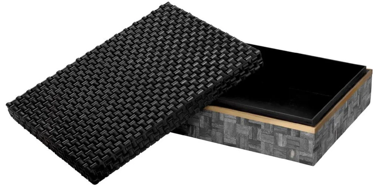 Casa Padrino Caja de Joya de Lujo Gris / Negro / Lat¨®n Vintage 40 cm