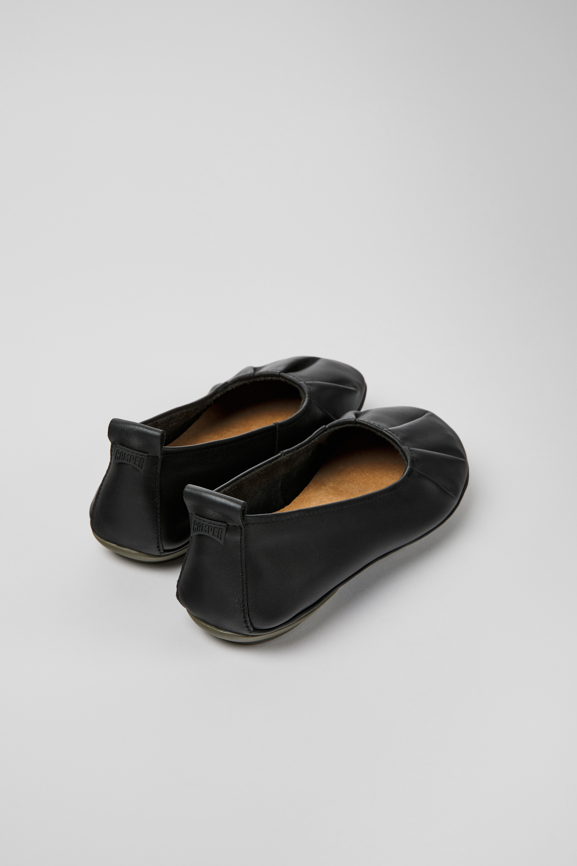 Right - Black leather ballerinas for women