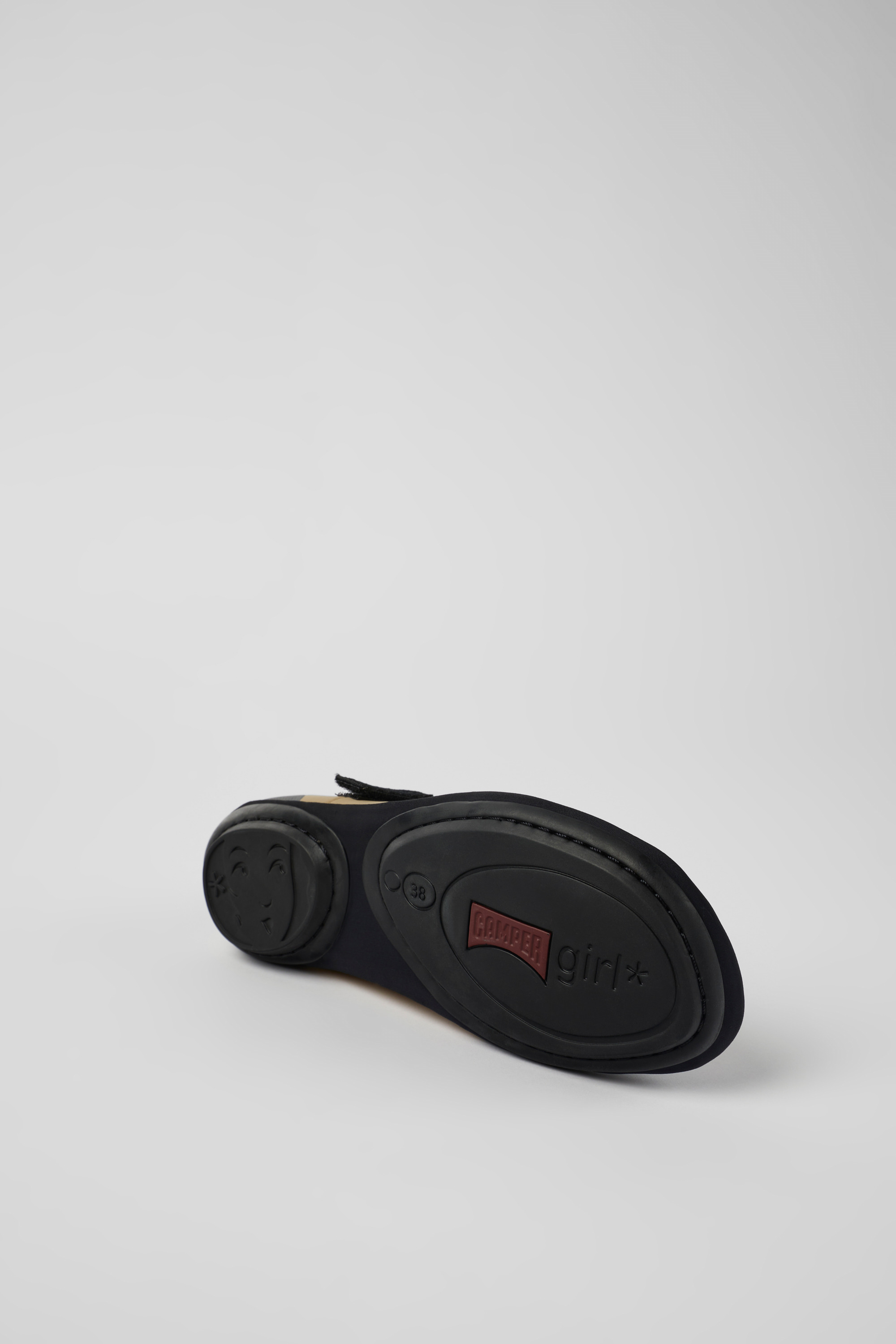 Right - Beige textile ballerinas for women