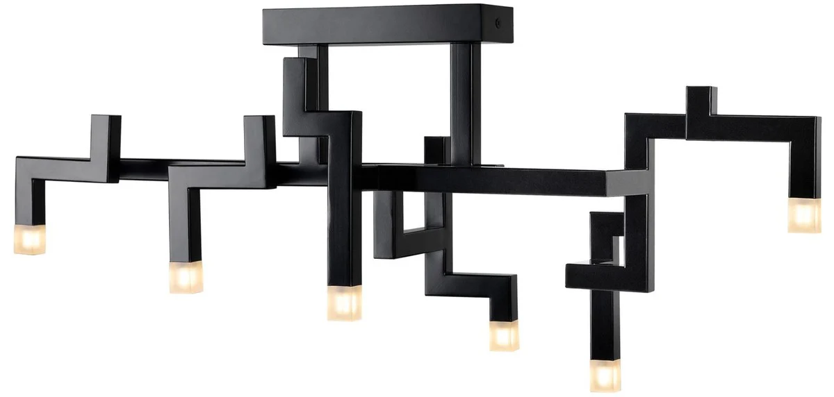 Casa Padrino sala de estar de lujo lámpara de techo LED de acero inoxidable negro 73,5 x 30,5 x H. 31,5 cm - Lámpara de Techo de Diseño con Revestimiento en Polvo