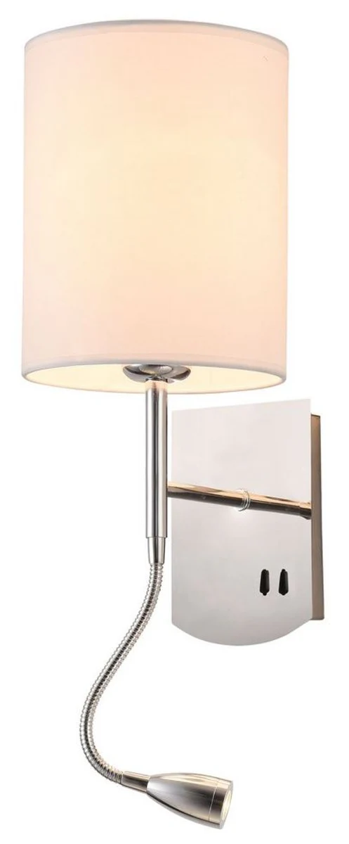 Casa Padrino Wall Sconce Silver / Cream 16 x 16 x H. 35 cm - Wall Lamp with Flexible Reading Light