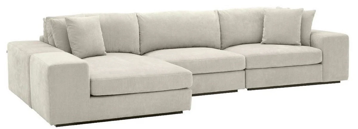 Casa Padrino sof¨¢ esquinero de lujo arena / negro 380 x 200 x H. 90 cm - Sof¨¢ de Sal¨®n con Cojines - Calidad de Lujo