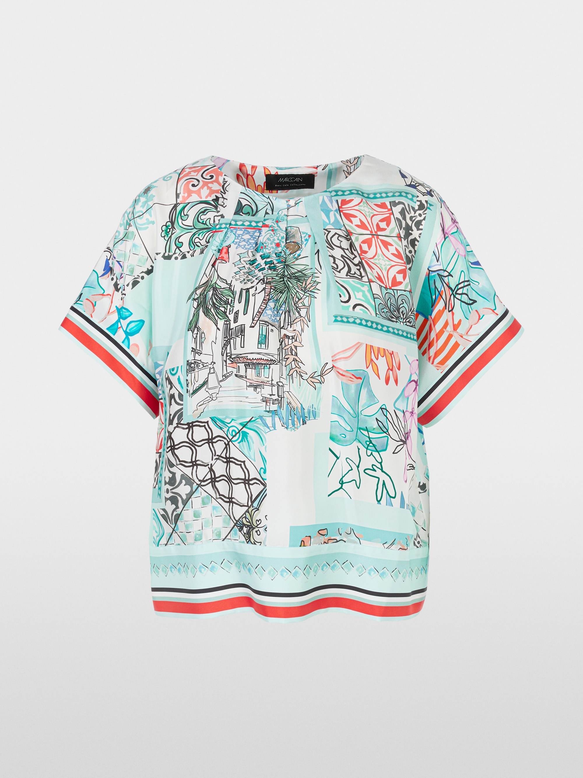 Marc-Cain Silk blouse in kimono shape - with print