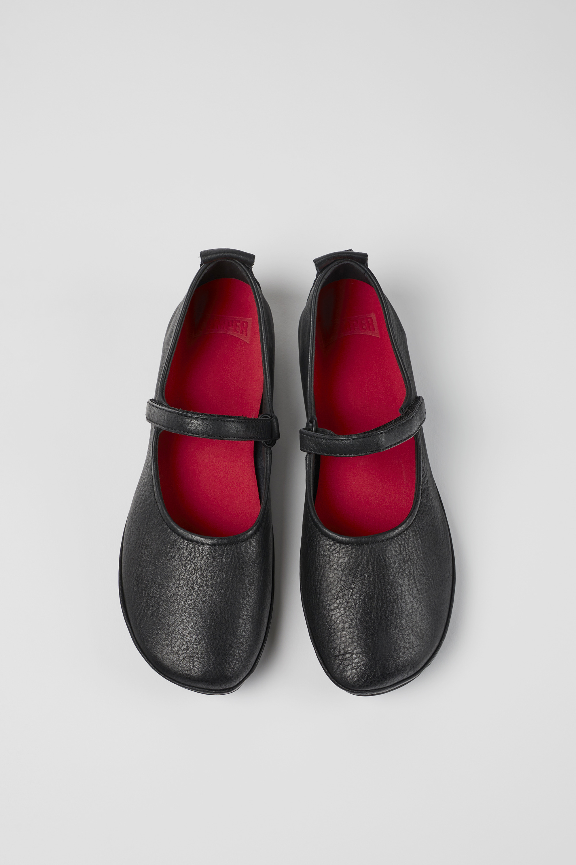 Right - Black leather ballerinas for women