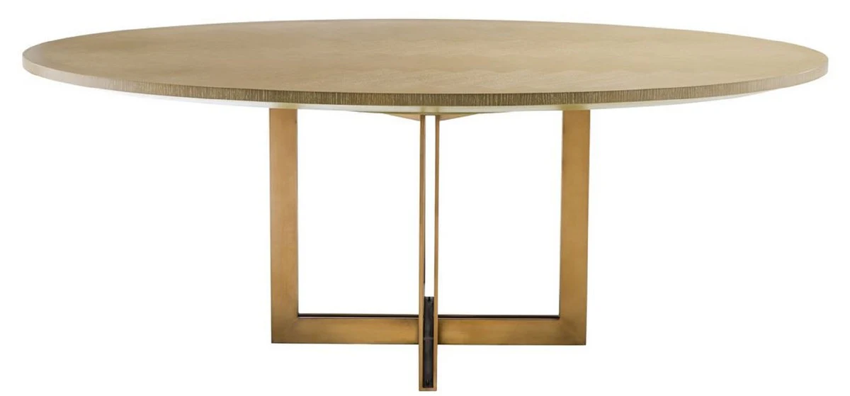 Casa Padrino mesa de comedor de lujo naturaleza / lat¨®n 200 x 120 x H. 76 cm - Mesa de Cocina Ovalada - Muebles de Comedor de Lujo