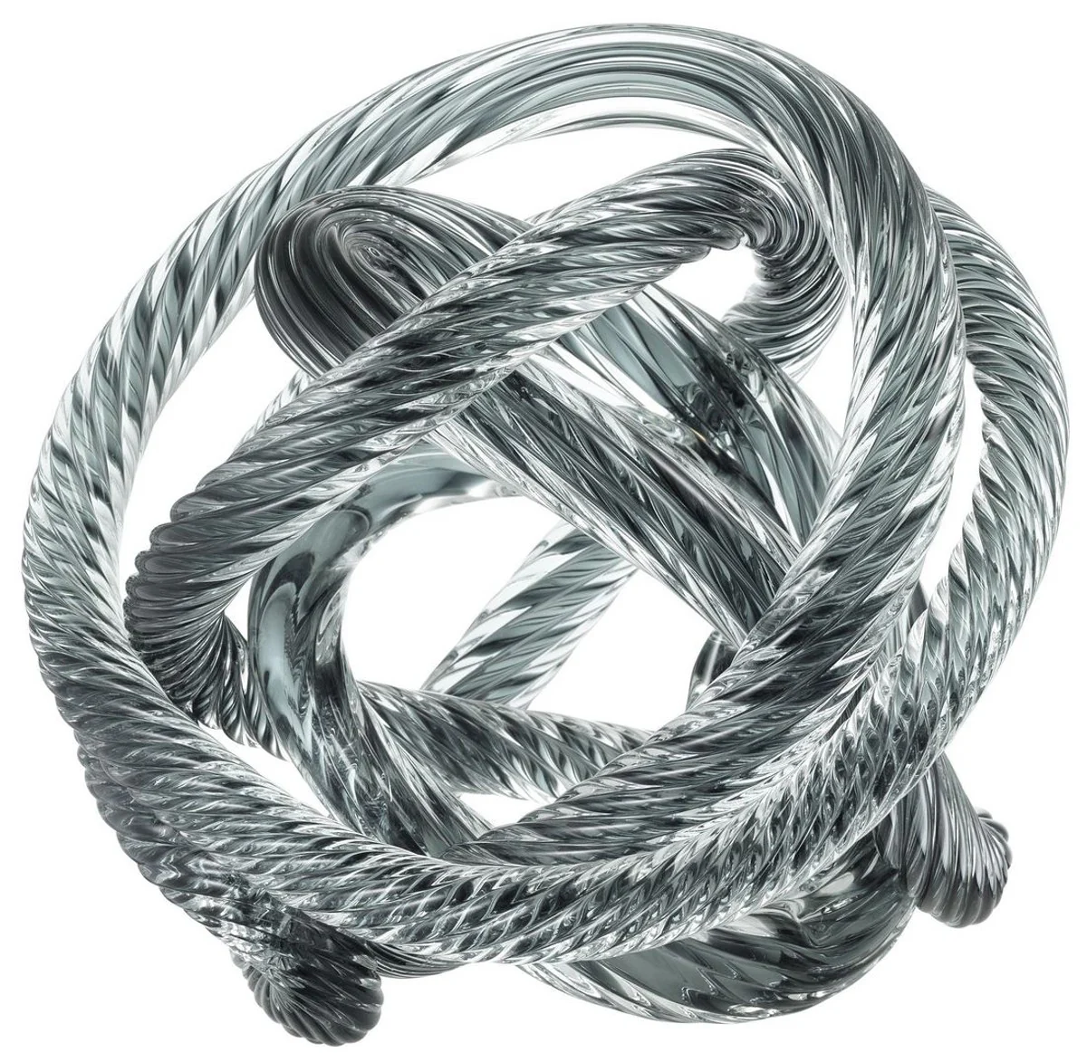 Casa Padrino decoración de escritorio de vidrio de lujo cuerda muelle náutico gris azul 20 x 20 x H. 20 cm - Accesorios de Decoración de Oficina