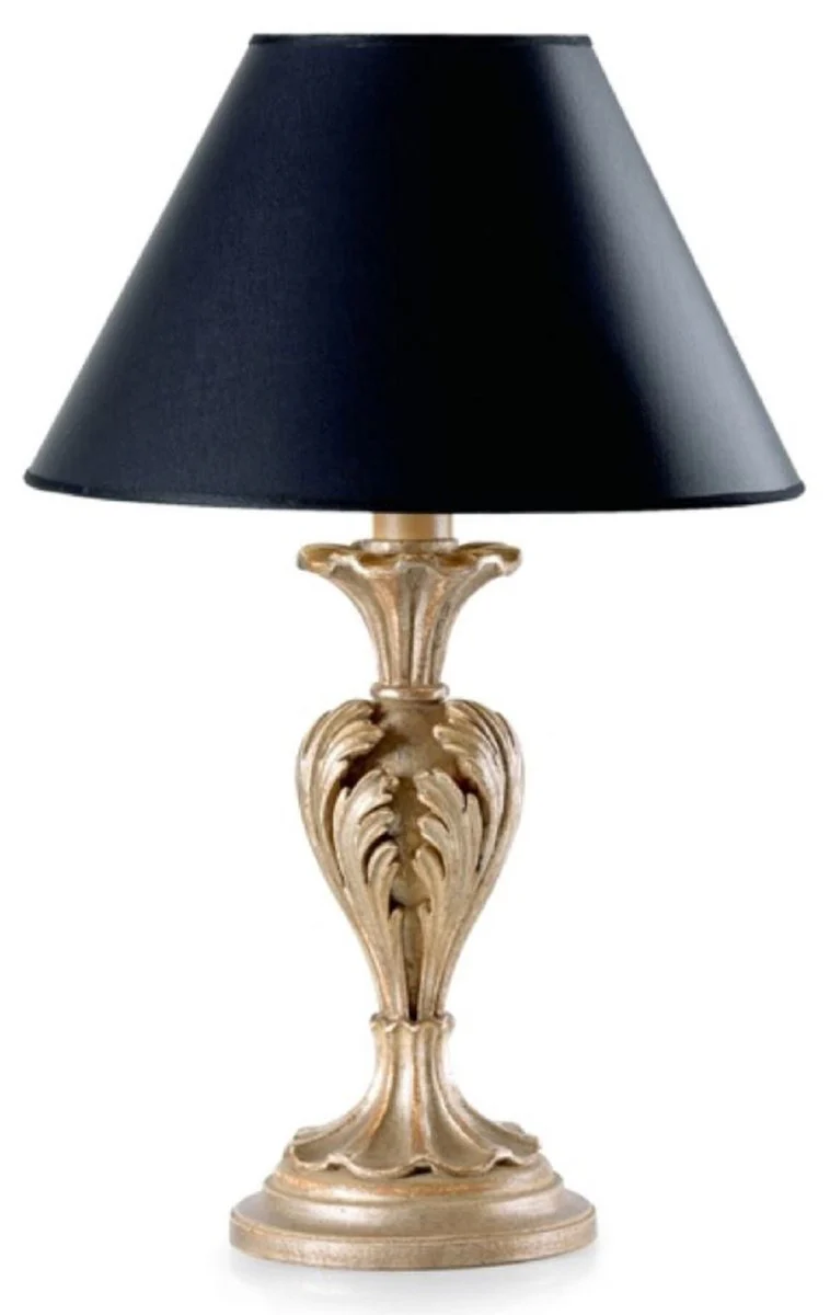 Casa Padrino lámpara de mesa barroco de lujo plata antigua / negro Ø 20 x A. 47,5 cm - Magnífica lámpara de escritorio de estilo barroco con pantalla - Calidad de lujo - Hecho en Italia