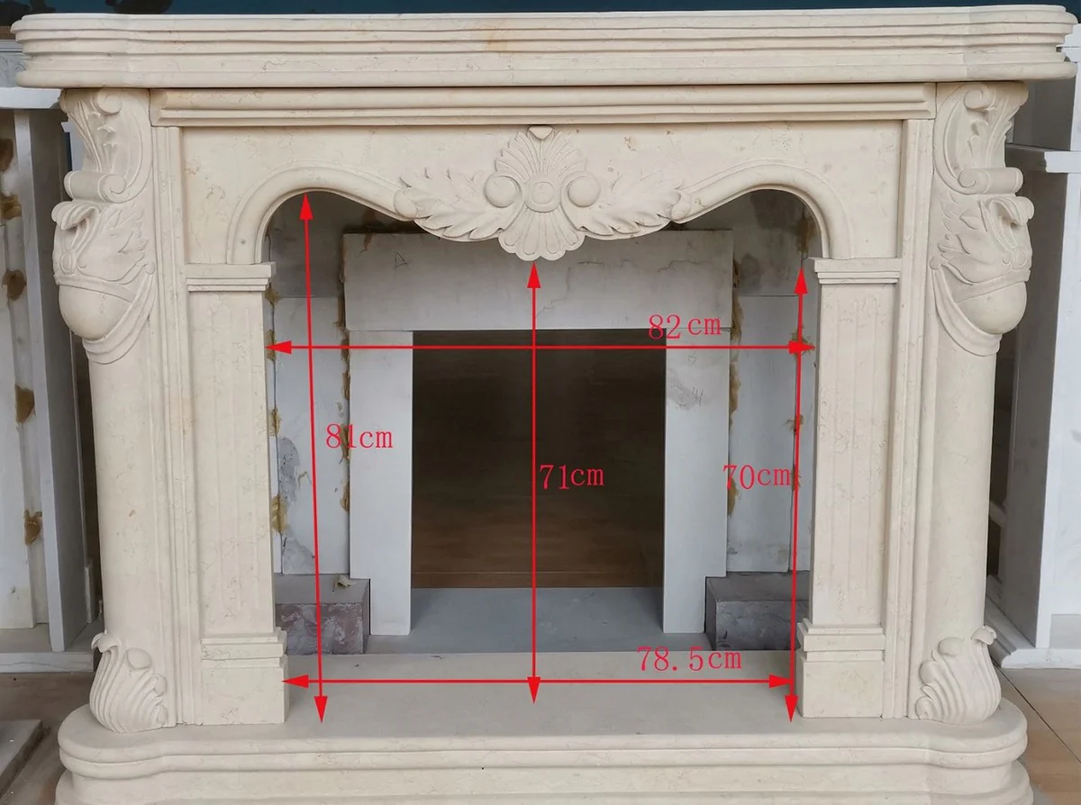 Casa Padrino marco de chimenea barroco de lujo beige 150 x 35 x A. 120 cm - Marco de chimenea de m¨¢rmol de alta calidad barroco - Accesorios decorativos en estilo barroco - Noble y Magn¨ªfico