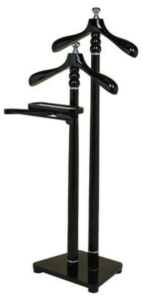 Casa Padrino sirviente mudo doble lujo negro / plata 50 x 44 x A. 126 cm - Perchero - Mute Sirviente - Accesorios de Dormitorio - Accesorios de Hotel