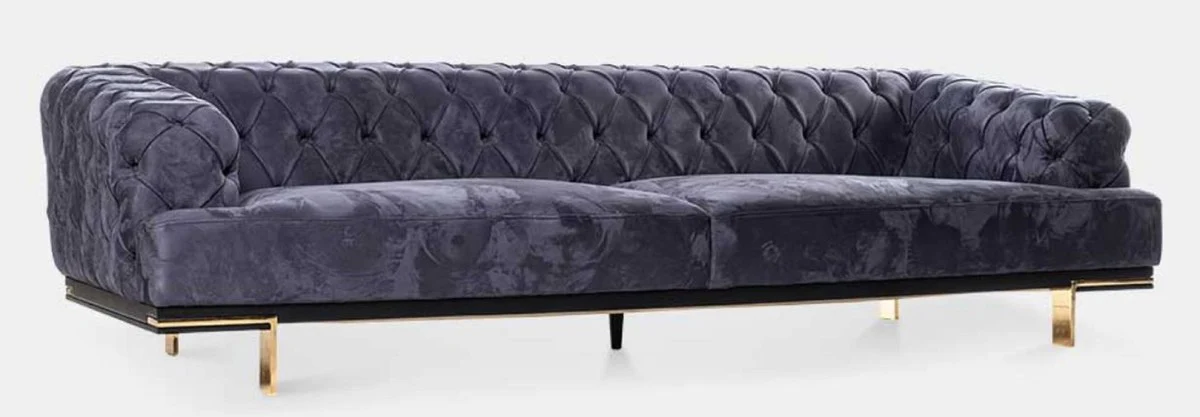 Casa Padrino sof¨¢ Chesterfield de lujo de 3 plazas p¨²rpura / negro / oro 250 x 100 x A. 65 cm - Sof¨¢ de sal¨®n - Muebles de sal¨®n - Muebles Chesterfield - Muebles de lujo - Interior de sal¨®n