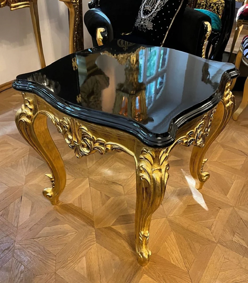 Casa Padrino mesa auxiliar barroco de lujo de madera maciza negro / oro - Magn¨ªfica mesa de lujo en estilo barroco - Muebles de sal¨®n barrocos de lujo