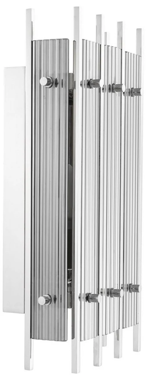 Casa Padrino lámpara de pared de lujo plata / gris 23 x 12 x A. 42 cm - Elegante lámpara de pared con vidrio ahumado - Calidad de Lujo