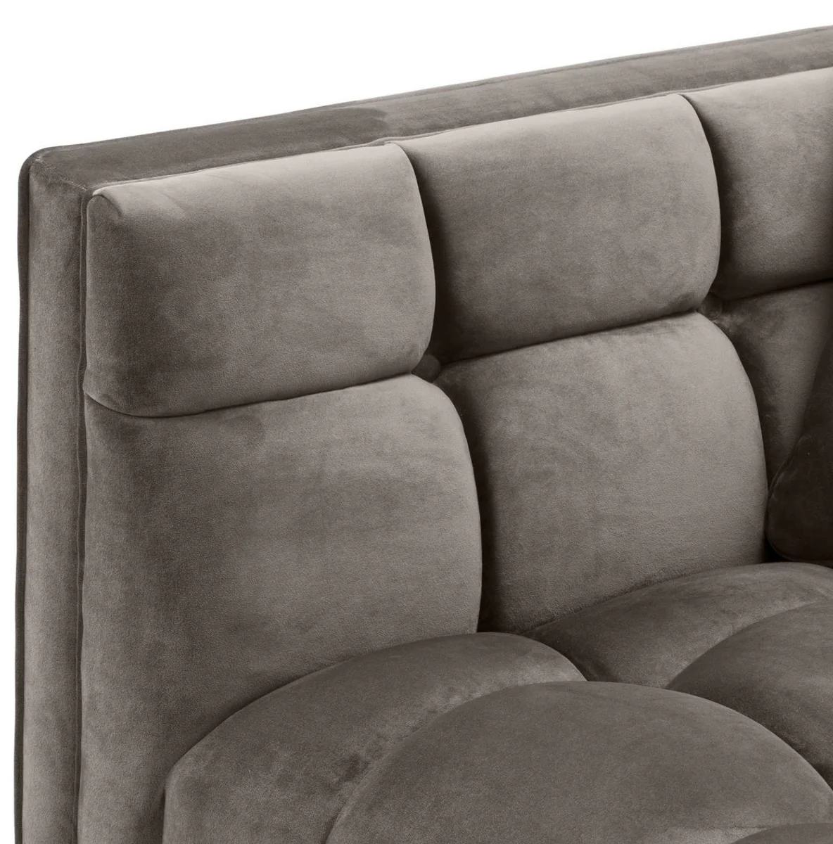 Casa Padrino sof¨¢ lounge de lujo gris - greige / lat¨®n 223 x 95 x H. 68 cm - Sof¨¢ de Sala del Lado Izquierdo con Terciopelo Fino y 2 Almohadas