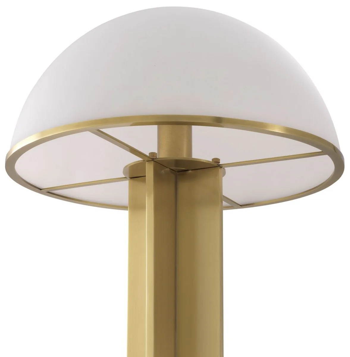 Casa Padrino lámpara de pie de lujo latón antiguo / blanco Ø 39 x A. 135 cm - Lámpara de pie redonda de metal con pantalla de vidrio - Colección de Lujo