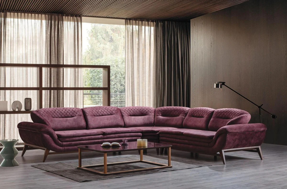 Casa Padrino sof¨¢ esquinero de lujo p¨²rpura / marr¨®n oscuro 318 x 293 x A. 85 cm - Sof¨¢ de la sala con respaldos ajustables - Muebles de Sala