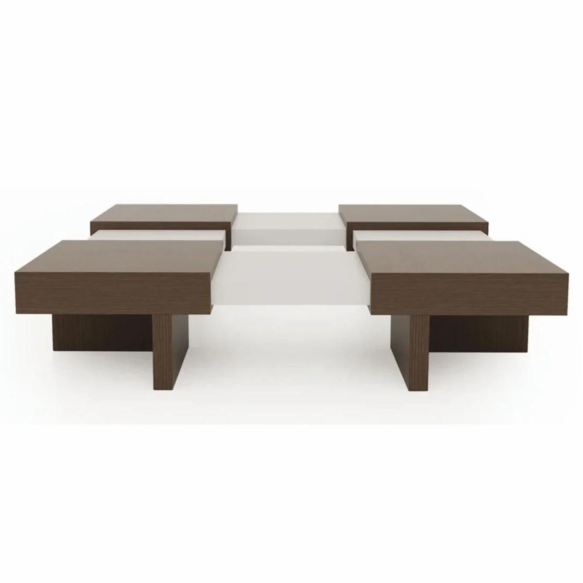 Casa Padrino mesa de centro de lujo marr¨®n / blanco 100-140 cm - Mesa de sal¨®n extensible