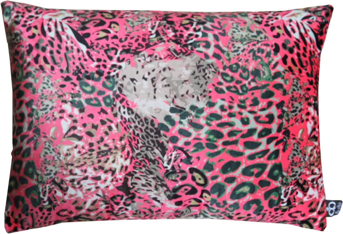 Cojín decorativo de la sala de estar de lujo Casa Padrino Kansas Leo multicolor 35 x 55 cm - tejido de terciopelo más fino - colección de lujo