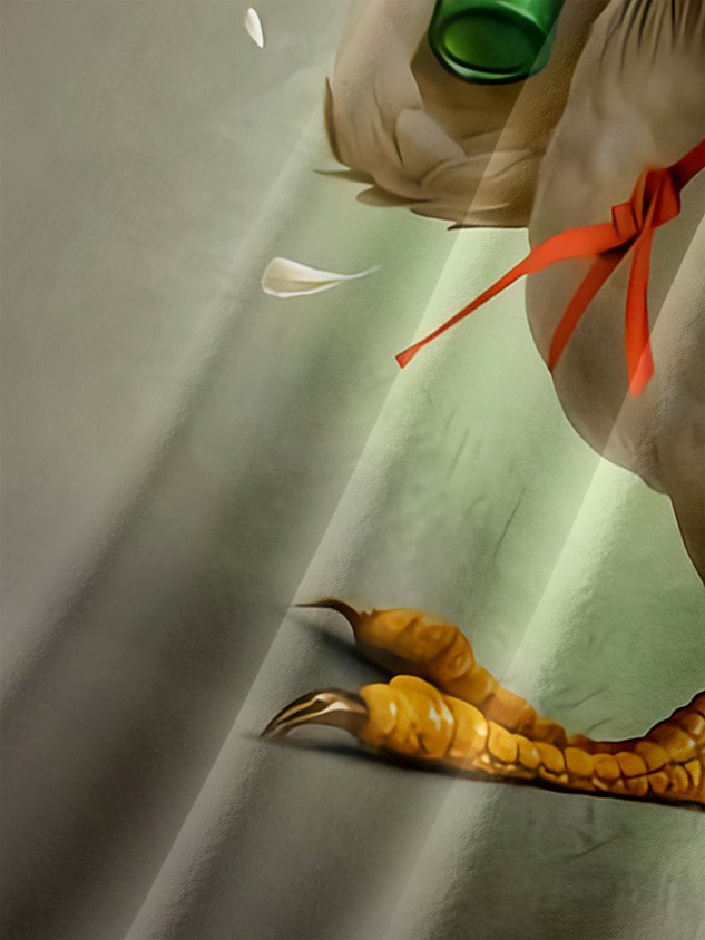 Kung fu Rooster Chest Pocket Short Sleeve Casual Shirt