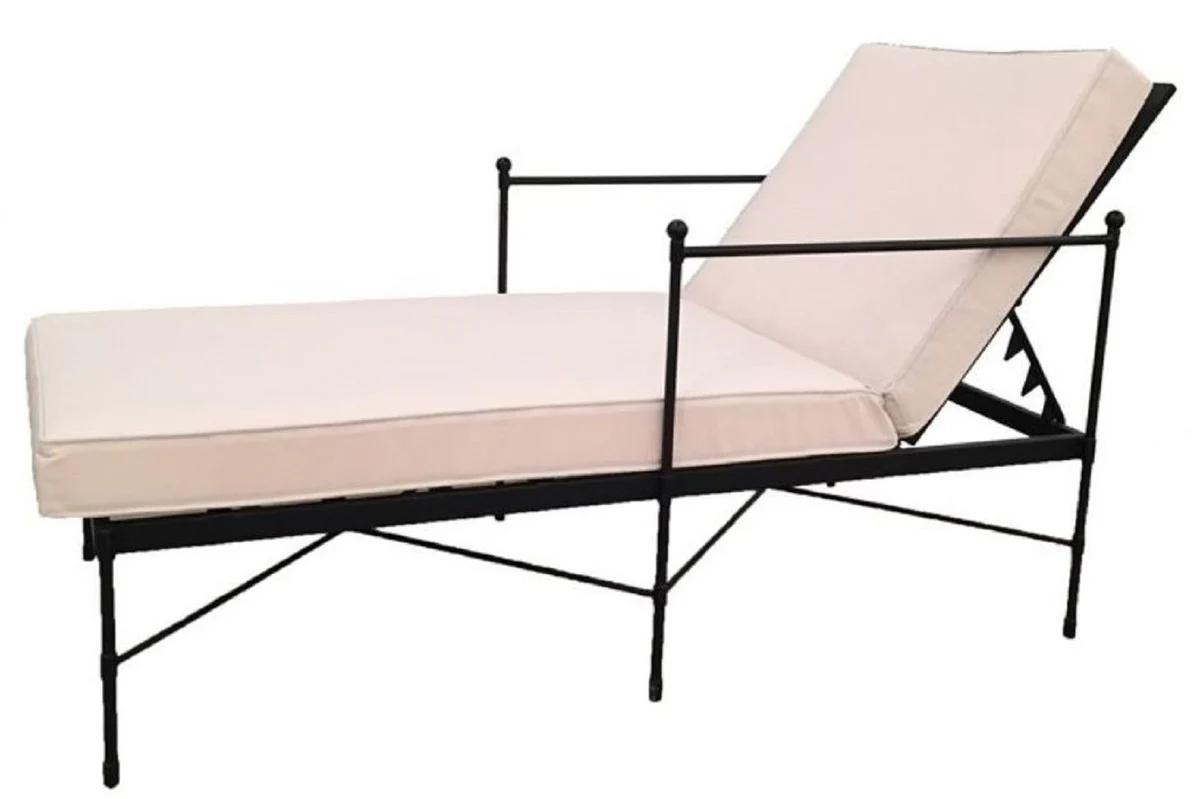 Casa Padrino tumbona de jard¨ªn Art Nouveau de lujo negro / blanco 190 cm