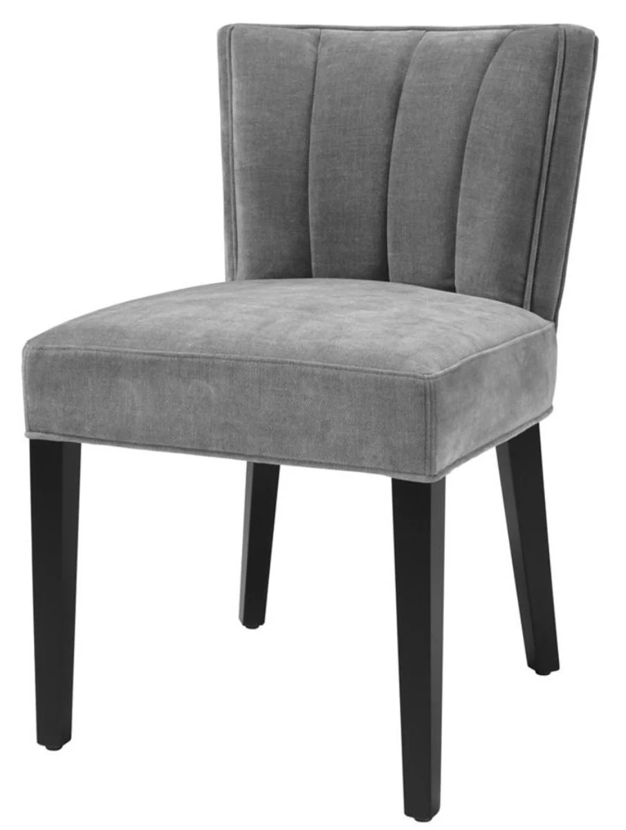 Casa Padrino silla de comedor de lujo gris / negro 51 x 62 x H. 82 cm - Muebles de Lujo para el Comedor