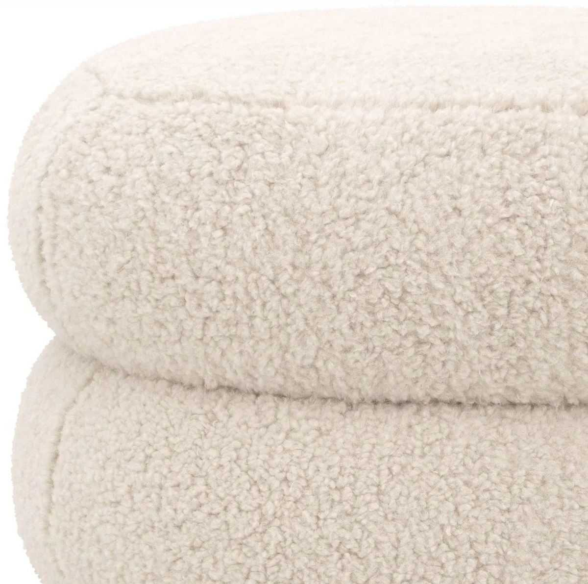 Casa Padrino taburete de lujo crema / negro ? 43 x A. 49,5 cm - Taburete de sal¨®n redondo - Taburete redondo tapizado - Muebles de sal¨®n - Muebles de lujo - Interiores de lujo - Muebles de lujo