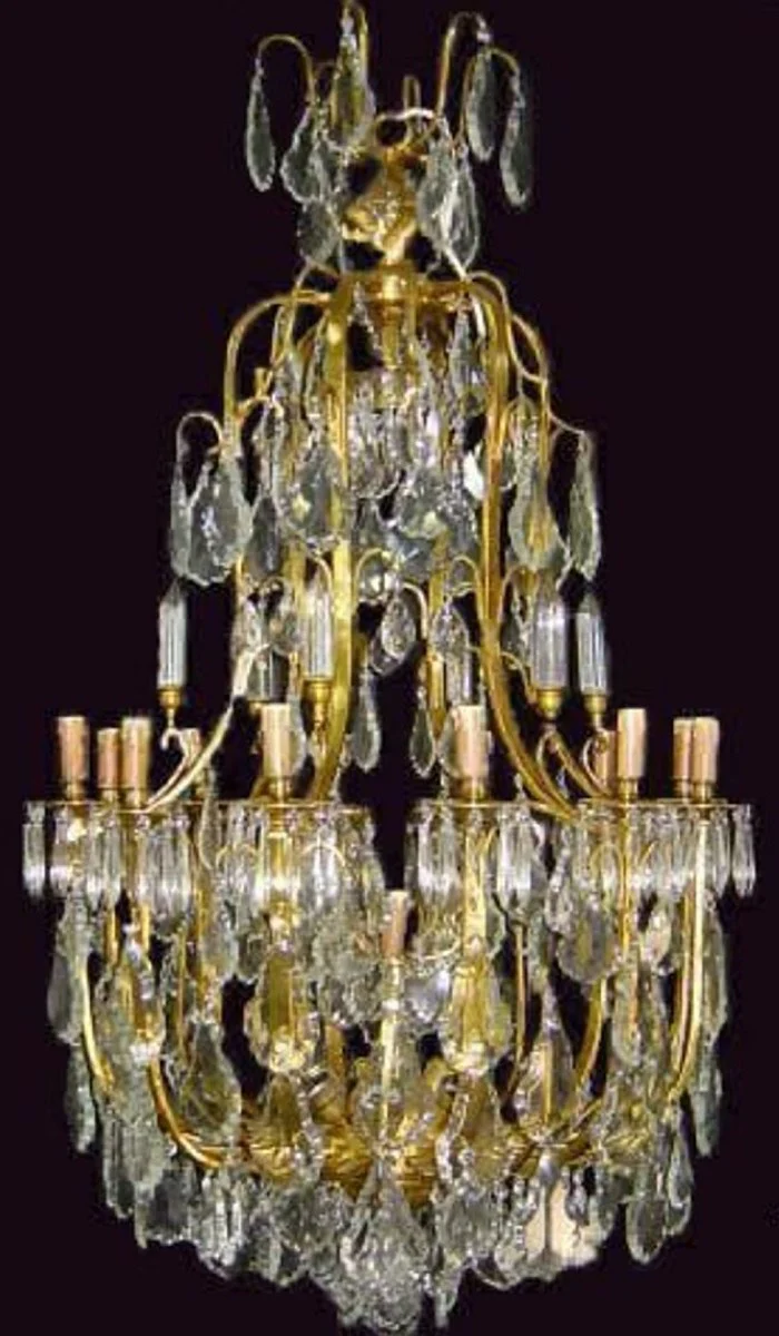 Casa Padrino araña de luces barroco de lujo de cristal oro - Magnífica lámpara de araña en estilo barroco - Luces de cristal barrocas - Muebles de estilo barroco - Noble y Magnífica