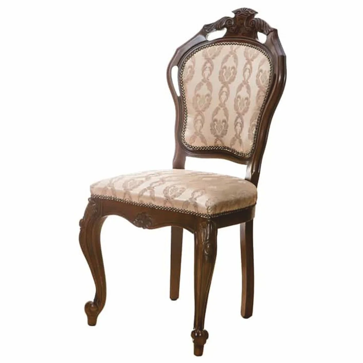 Casa Padrino silla de comedor barroco de lujo beige / marr¨®n oscuro A. 107 cm - Muebles barrocos