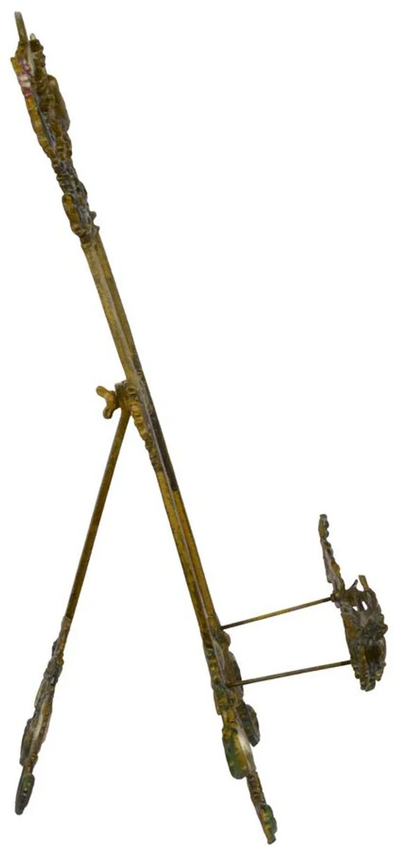 Casa Padrino caballete Art Nouveau marrón antiguo óptica de óxido / multicolor H. 59 cm - Caballete de Hierro Fundido con Soporte Desplegable