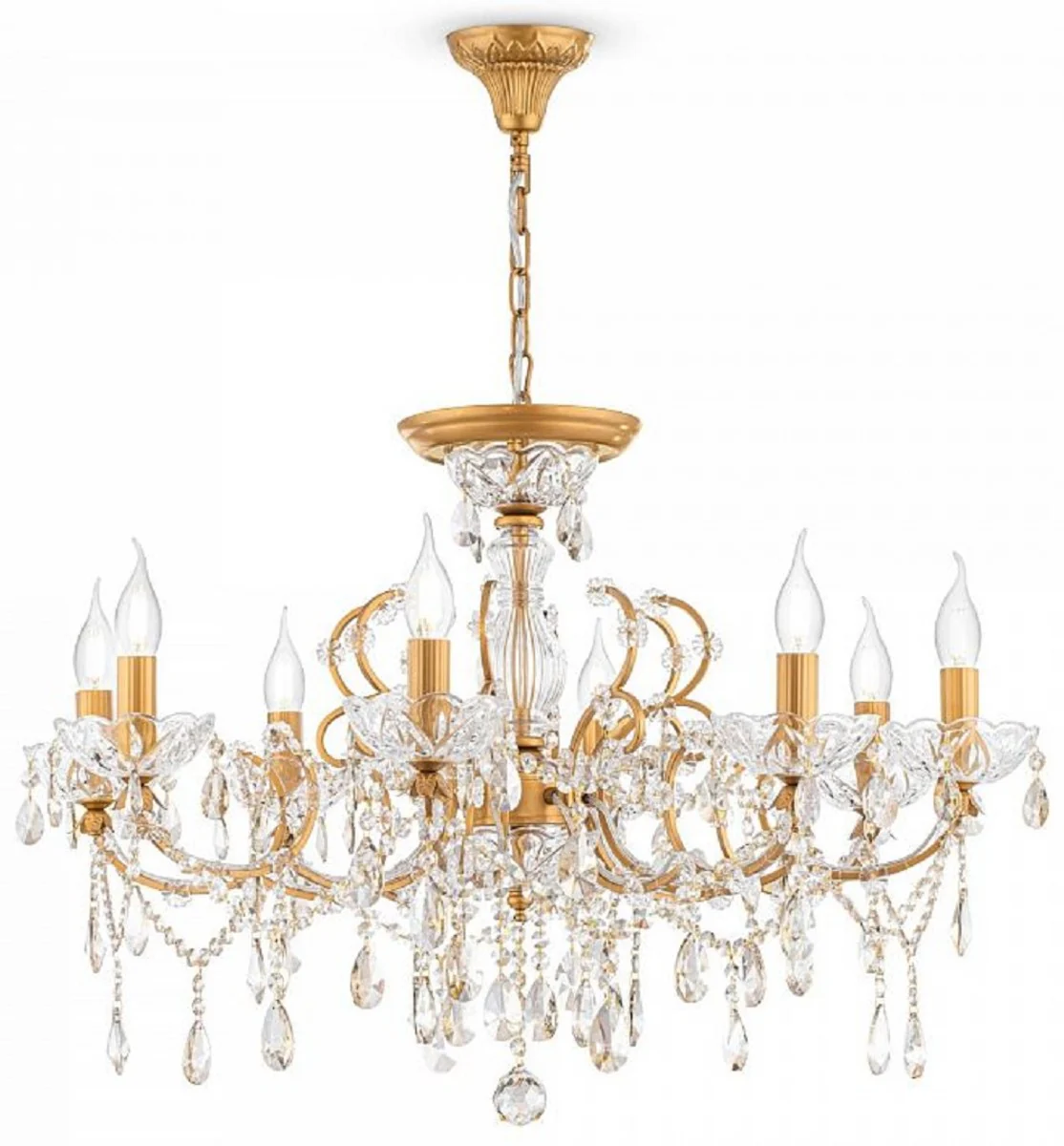 Casa Padrino araña de luces barroco de cristal oro Ø 76 x A. 56 cm - Magnífica lámpara de araña de estilo barroco - Muebles Barrocos