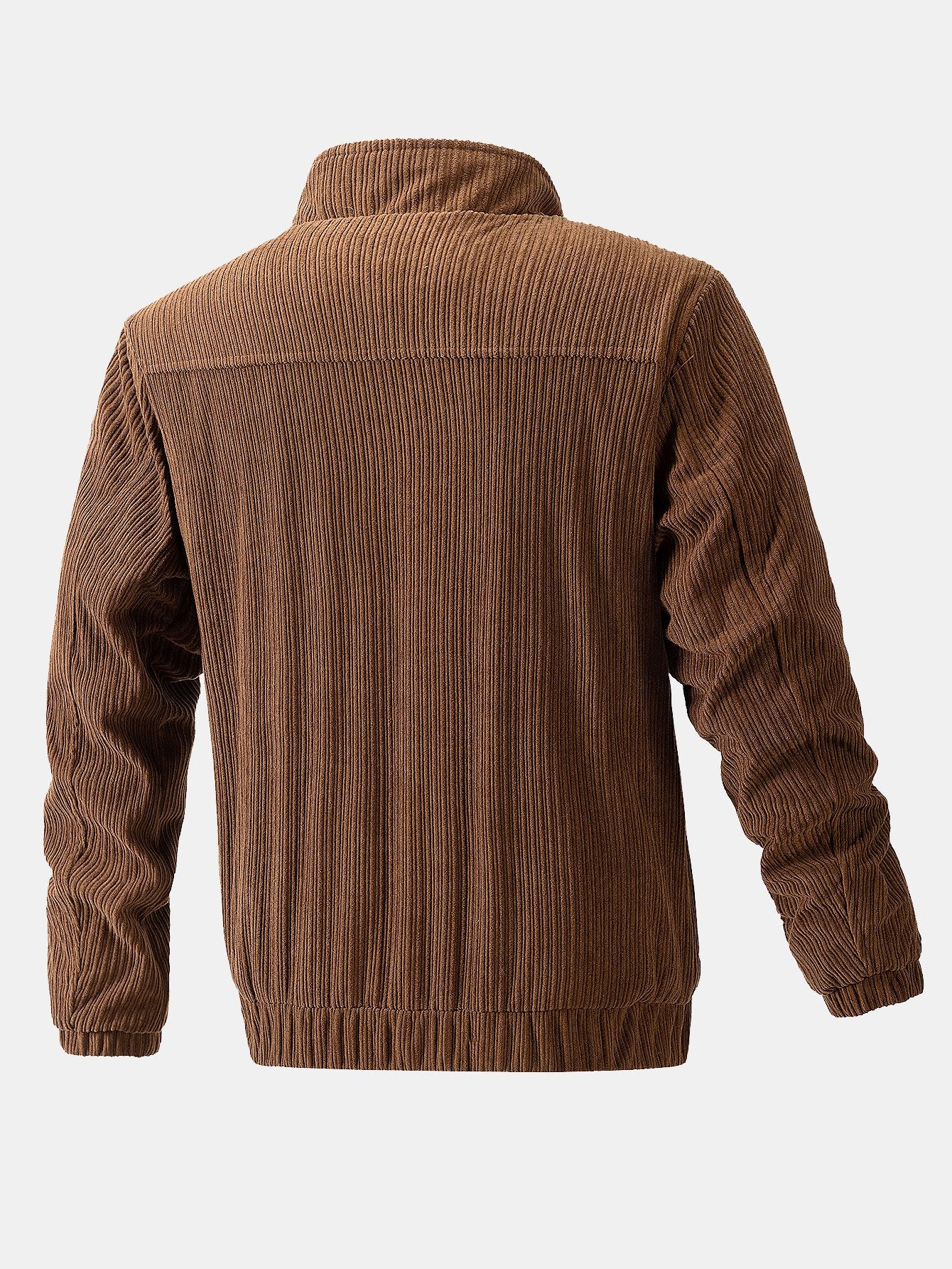 Funnel Neck Zipped Corduroy Jacket