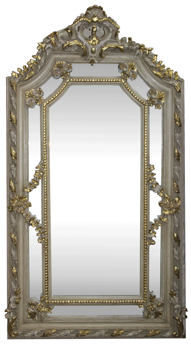 Casa Padrino espejo de pared barroco crema estilo antiguo / oro 115 x H. 215 cm - Magn¨ªfico Espejo Barroco con Hermosos Adornos - Muebles de Estilo Barroco