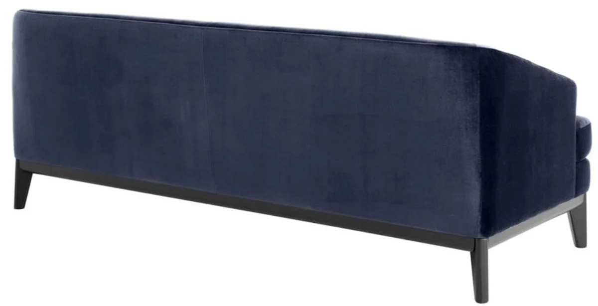 Casa Padrino sofá de la sala de estar azul de medianoche / negro 195 x 90 x H. 75 cm - Muebles de Lujo