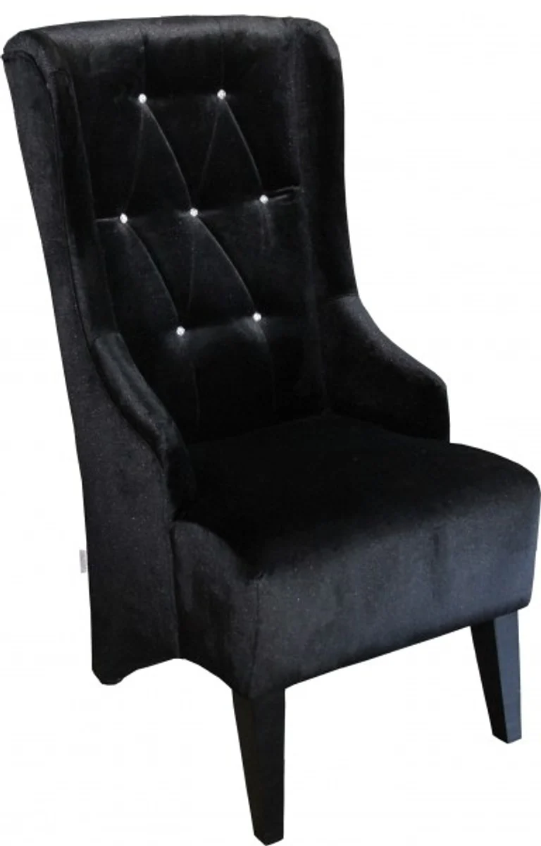 Casa Padrino Dise?ador Chesterfield o¨ªdos silla de comedor negro con pedrer¨ªa Bling Bling
