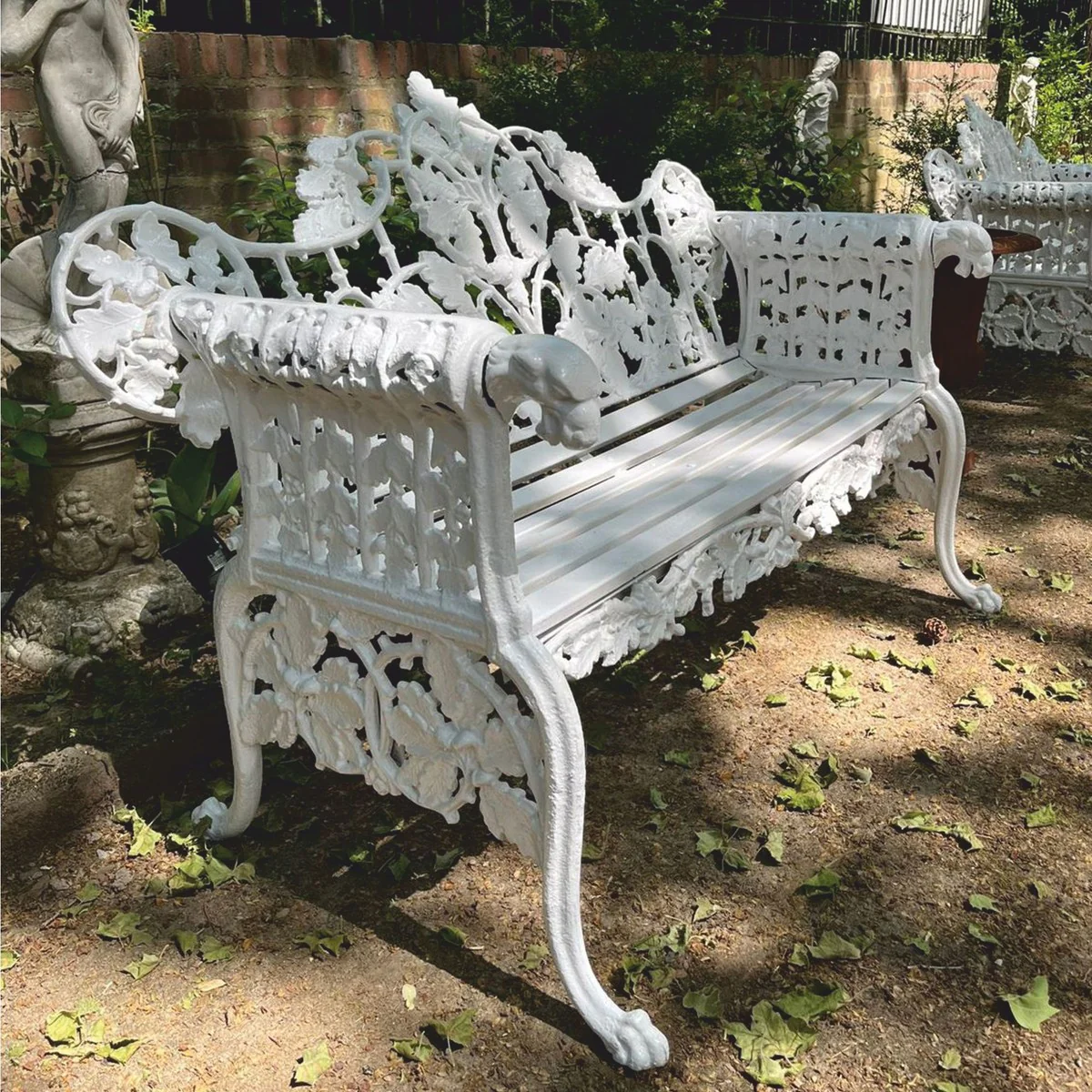 Casa Padrino banco de jard¨ªn barroco blanco 148 cm - Muebles de jard¨ªn barroco