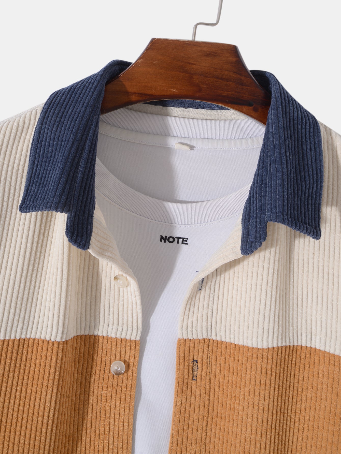 Long Sleeve Corduroy Patchwork Shirt
