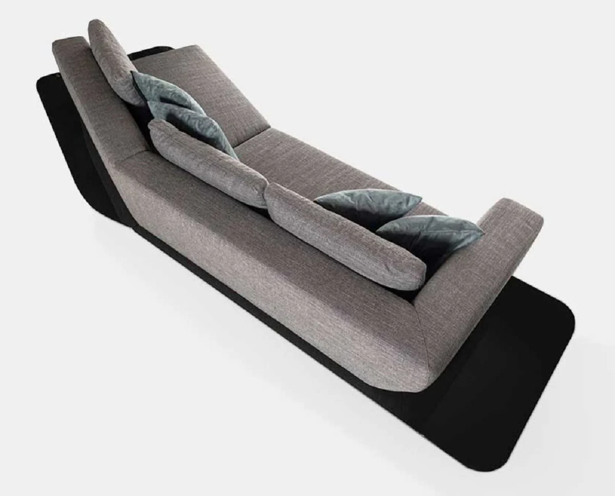 Casa Padrino sof¨¢ de lujo gris / negro 357 x 120 x A. 65 cm - Sof¨¢ de sal¨®n curvo - Sof¨¢ de hotel - Muebles de sal¨®n - Muebles de hotel - Muebles de lujo - Interiores de lujo