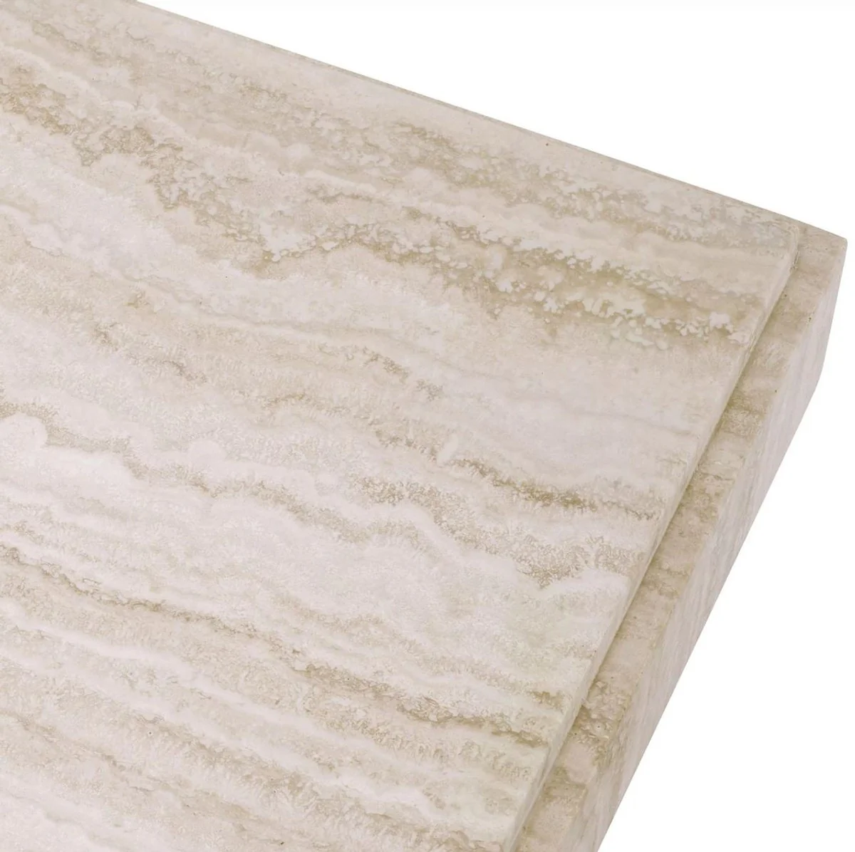 Casa Padrino mesa auxiliar de travertino de lujo beige 65 x 50,5 x A. 40,5 cm - Mesa auxiliar de piedra natural - Muebles de sal¨®n - Muebles de travertino - Muebles de lujo - Instalaci¨®n de lujo