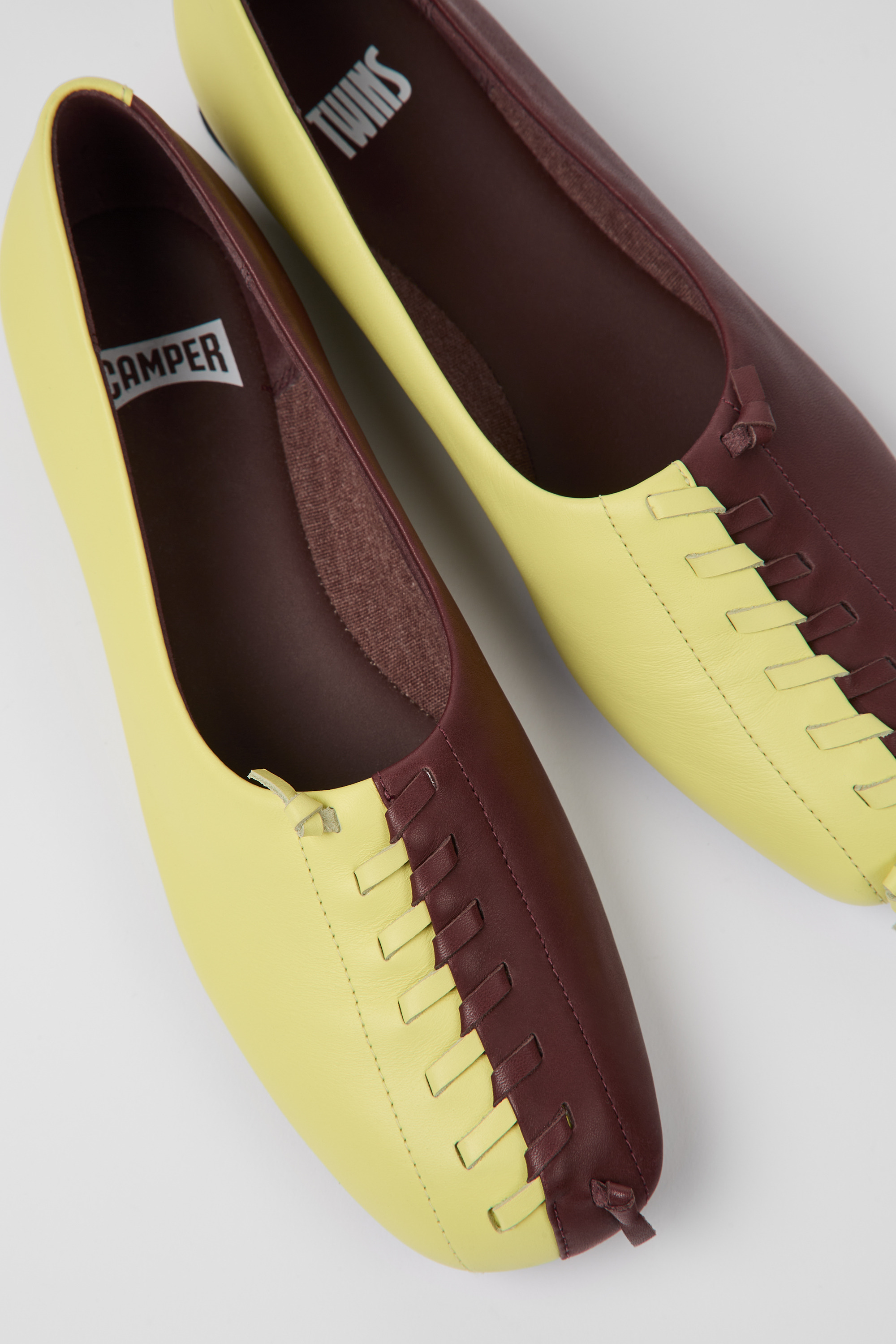 Twins - Yellow and burgundy ballerina flats for women