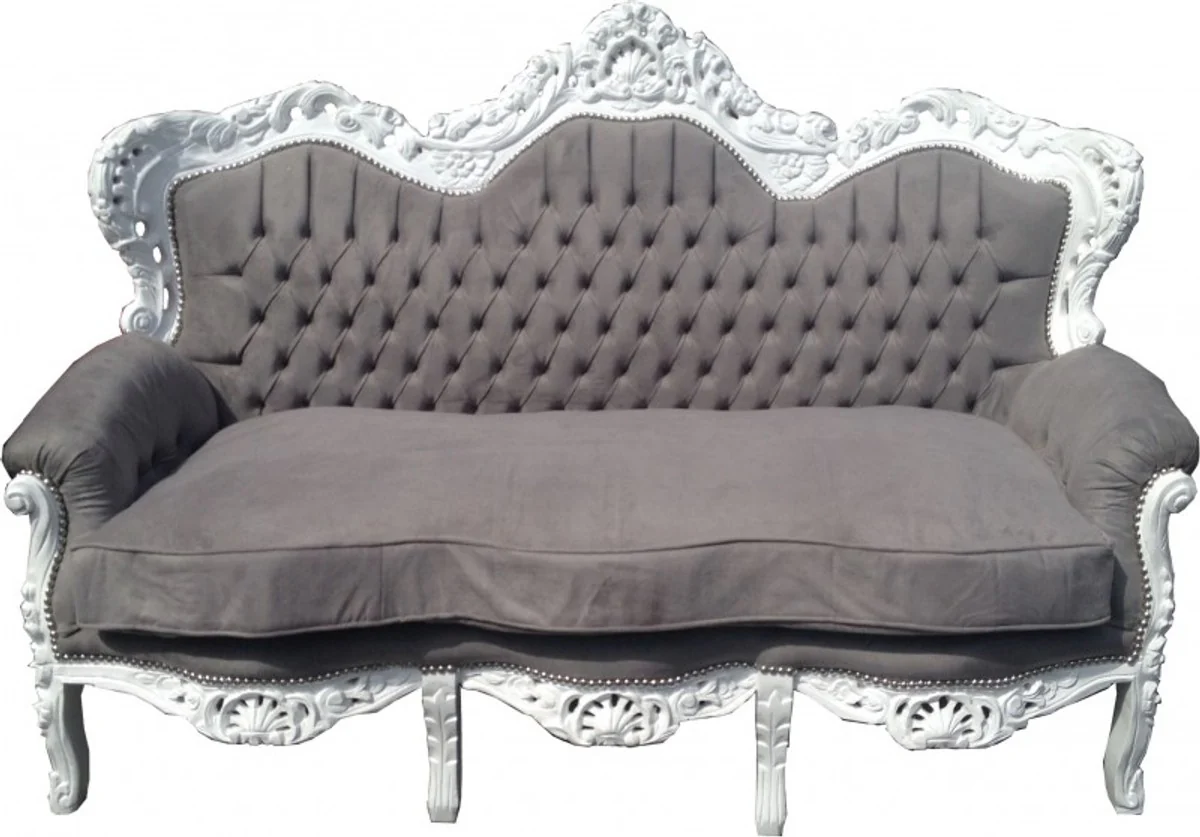Casa Padrino Baroque 3-seater Sofa  King  Gray / White - Baroque furniture