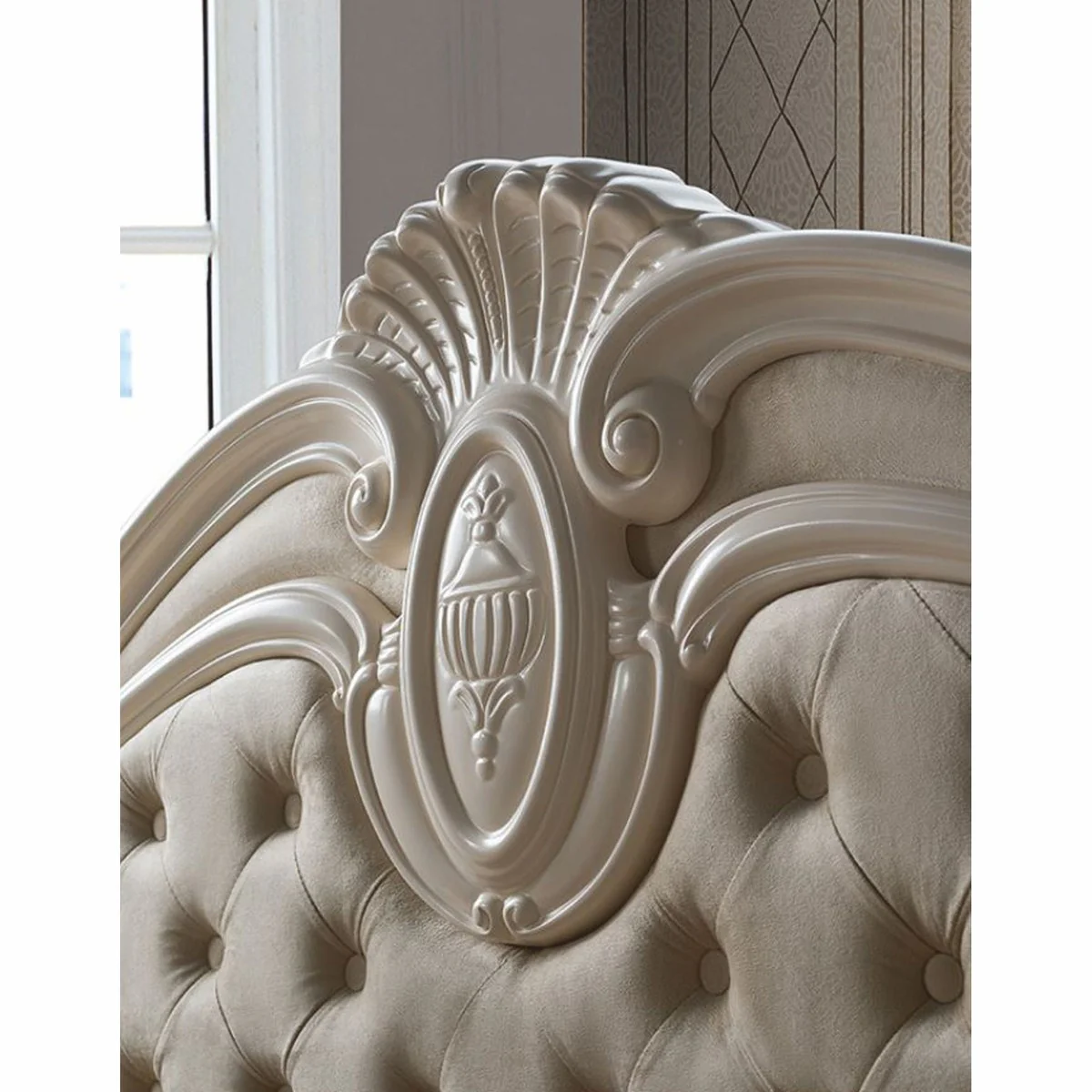 Casa Padrino cama doble barroco de lujo crema - Magn¨ªficos muebles de dormitorio barrocos