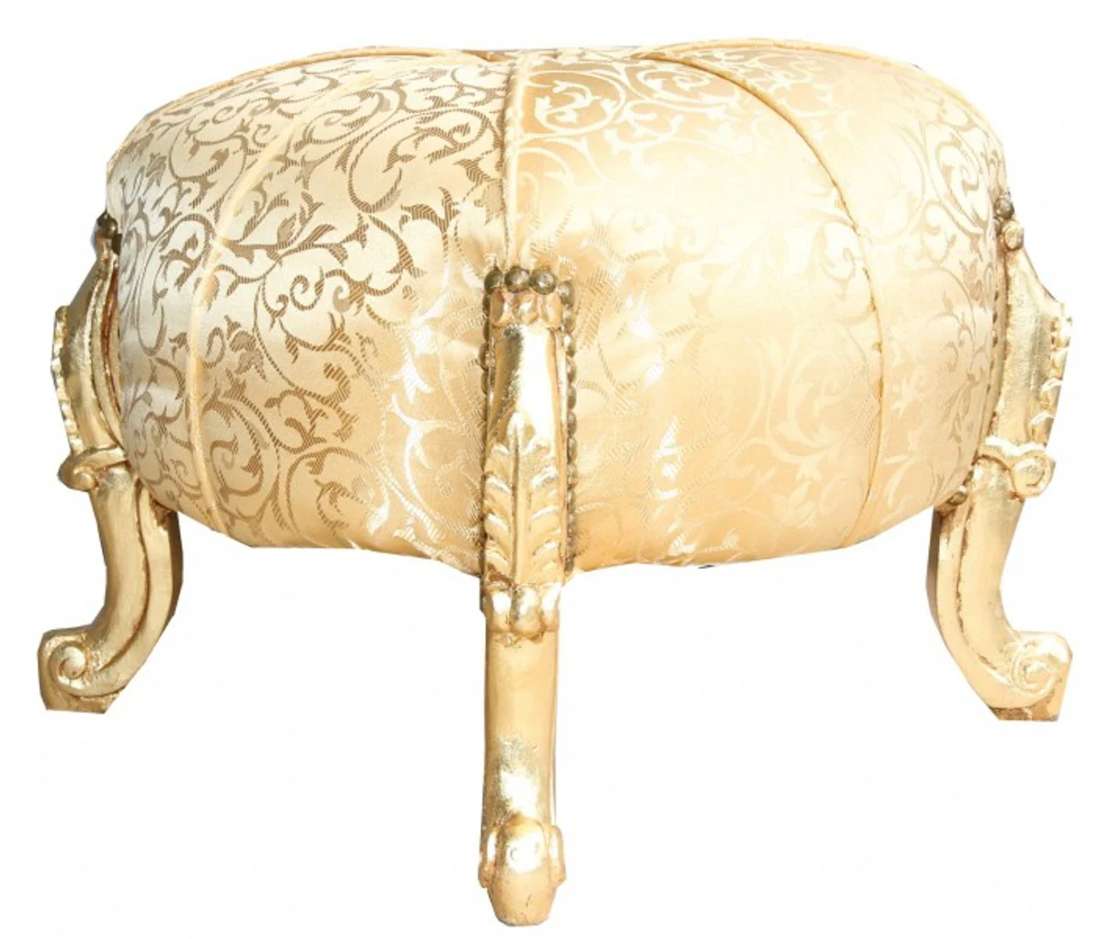 Casa Padrino Baroque Sitzhocker- Round Stool Gold pattern / Gold Baroque Furniture