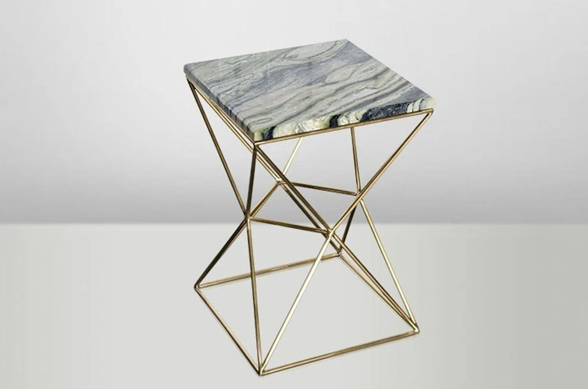 Casa Padrino Art Deco Side Table Gold metal / marble 35 x 35 cm Art Nouveau table - Furniture flower stand