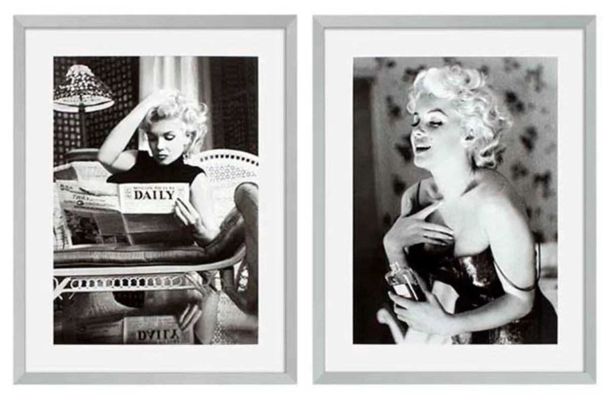 Casa Padrino Imágenes Conjunto de 2 Marilyn Monroe Plata 69 x H. 89 cm - Decoración de Pared de Lujo