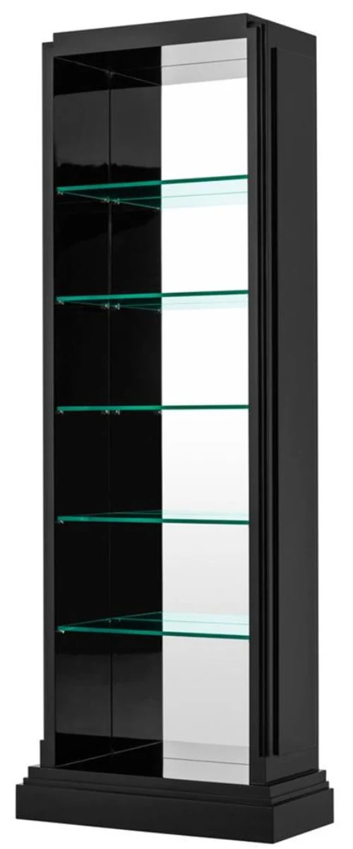 Casa Padrino armario de estante / mueble de sala de estar de lujo piano negro 85 x 38,5 x H. 231 cm - Calidad de Lujo