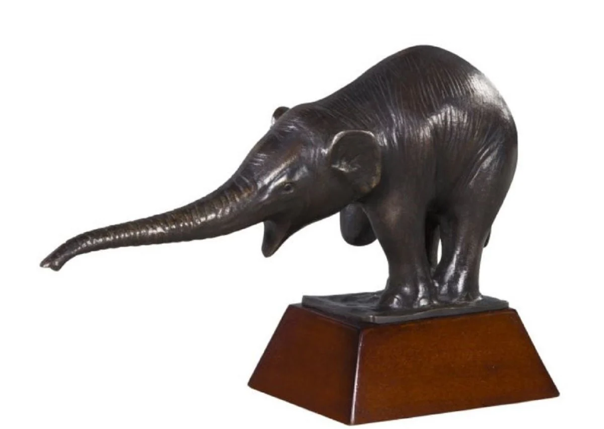 Casa Padrino figura de bronce de lujo con base de madera elefante bronce / marrón 42 x 17 x H. 29 cm - Decoración de Lujo