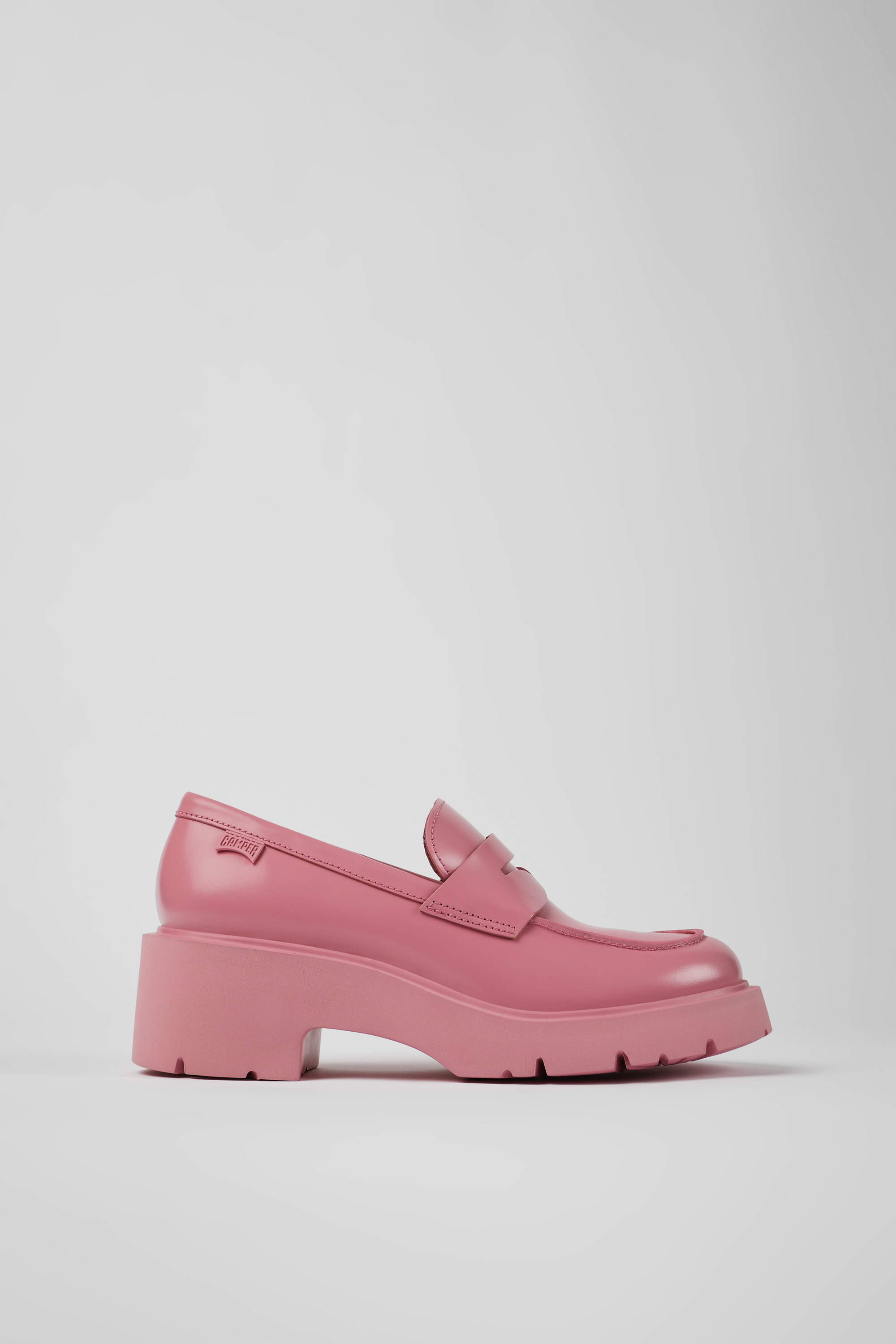 Milah - Pink leather loafers for women