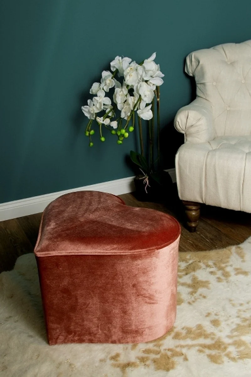 Casa Padrino taburete de coraz¨®n de dise?o rosado 46 x 40 x H. 54 cm - Taburete Deco de Lujo en Forma de Coraz¨®n