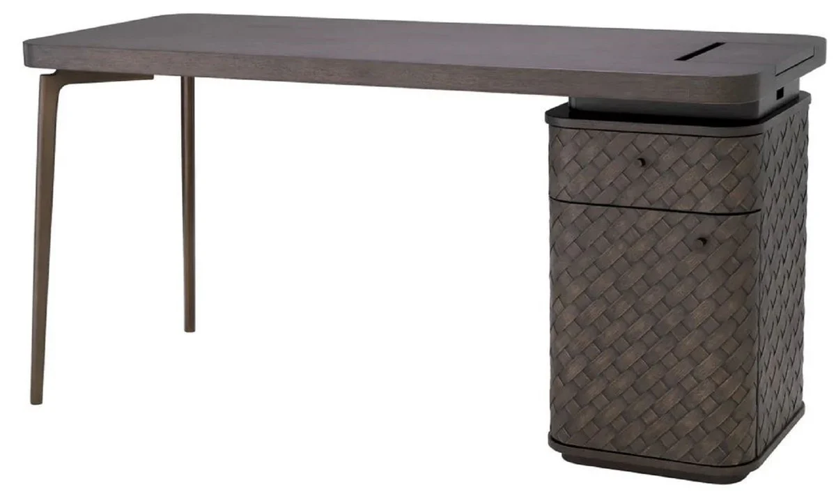 Casa Padrino escritorio de lujo marr¨®n / bronce 150 x 60 x A. 75 cm - Mesa de oficina de madera maciza con caj¨®n y puerta - Muebles de oficina - Muebles de lujo - Calidad de lujo