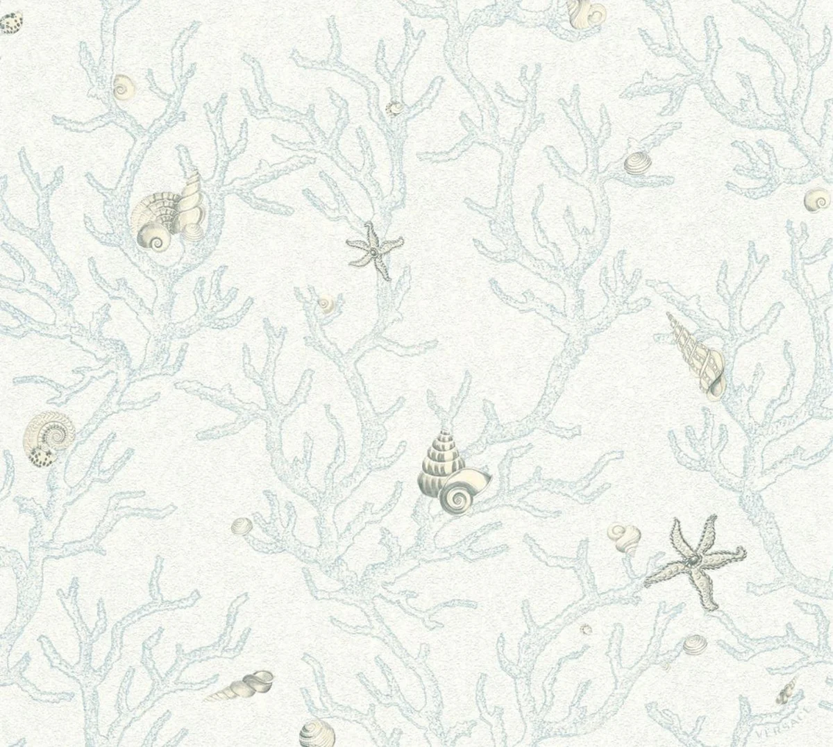 Papel pintado no tejido barroco diseñador Versace Les Etoiles de la Mer 344963 azul metalizado - Design Papel Pintado - Papel Pintado de Lujo